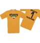 Man T-Shirt Iran Wappen mit Wunschnamen und Wunschnummer, Land, Länder, orange, L