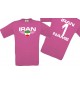 Man T-Shirt Iran Wappen mit Wunschnamen und Wunschnummer, Land, Länder, pink, L