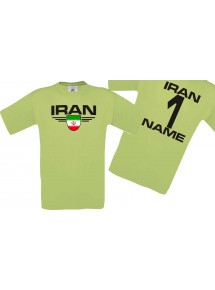 Man T-Shirt Iran Wappen mit Wunschnamen und Wunschnummer, Land, Länder, pistas, L