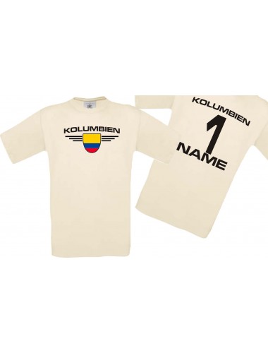 Man T-Shirt Kolumbien Wappen mit Wunschnamen und Wunschnummer, Land, Länder, natur, L