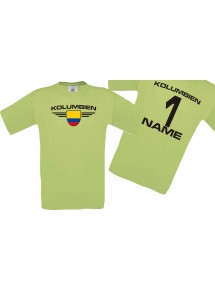 Man T-Shirt Kolumbien Wappen mit Wunschnamen und Wunschnummer, Land, Länder, pistas, L