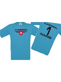 Kinder-Shirt Tunesien, Wappen mit Wunschnamen und Wunschnummer, Land, Länder