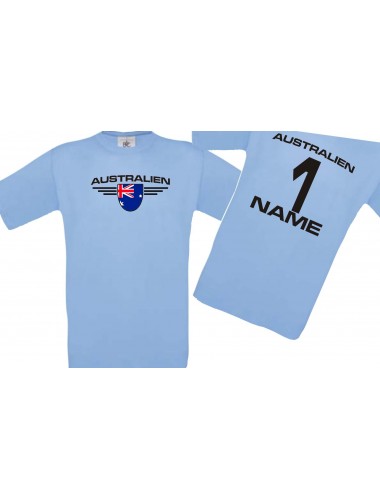 Kinder-Shirt Australien, Wappen mit Wunschnamen und Wunschnummer, Land, Länder