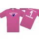 Kinder-Shirt Australien, Wappen mit Wunschnamen und Wunschnummer, Land, Länder, pink, 104