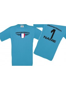 Kinder-Shirt Frankreich, Wappen mit Wunschnamen und Wunschnummer, Land, Länder, atoll, 104
