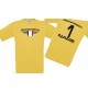 Kinder-Shirt Frankreich, Wappen mit Wunschnamen und Wunschnummer, Land, Länder, gelb, 104