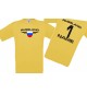 Kinder-Shirt Russland, Wappen mit Wunschnamen und Wunschnummer, Land, Länder, gelb, 104