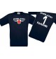 Kinder-Shirt England, Wappen mit Wunschnamen und Wunschnummer, Land, Länder, blau, 104