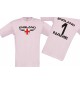 Kinder-Shirt England, Wappen mit Wunschnamen und Wunschnummer, Land, Länder, rosa, 104
