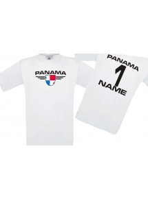 Kinder-Shirt Panama, Wappen mit Wunschnamen und Wunschnummer, Land, Länder