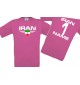 Kinder-Shirt Iran, Wappen mit Wunschnamen und Wunschnummer, Land, Länder, pink, 104