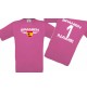 Kinder-Shirt Spanien, Wappen mit Wunschnamen und Wunschnummer, Land, Länder, pink, 104