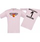 Kinder-Shirt Spanien, Wappen mit Wunschnamen und Wunschnummer, Land, Länder, rosa, 104