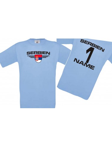 Kinder-Shirt Serbien, Wappen mit Wunschnamen und Wunschnummer, Land, Länder