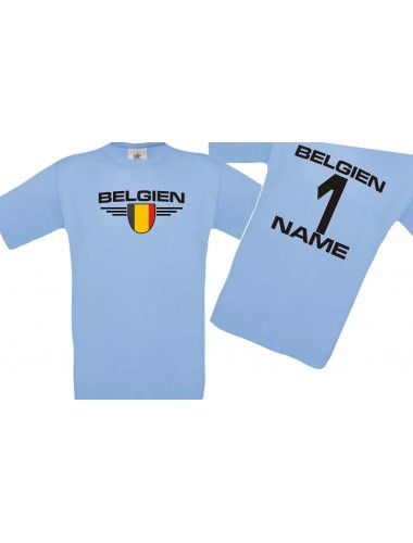 Kinder-Shirt Belgien, Wappen mit Wunschnamen und Wunschnummer, Land, Länder
