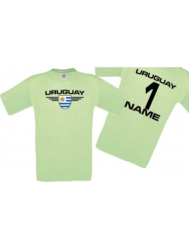 Man T-Shirt Uruguay Wappen mit Wunschnamen und Wunschnummer, Land, Länder, mint, L