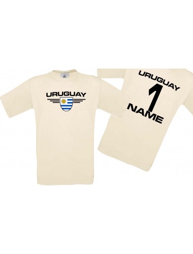 Man T-Shirt Uruguay Wappen mit Wunschnamen und Wunschnummer, Land, Länder, natur, L