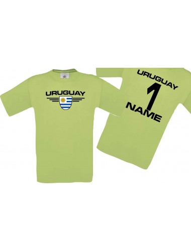 Man T-Shirt Uruguay Wappen mit Wunschnamen und Wunschnummer, Land, Länder, pistas, L