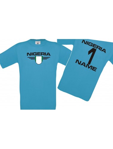 Kinder-Shirt Nigeria, Wappen mit Wunschnamen und Wunschnummer, Land, Länder, atoll, 104