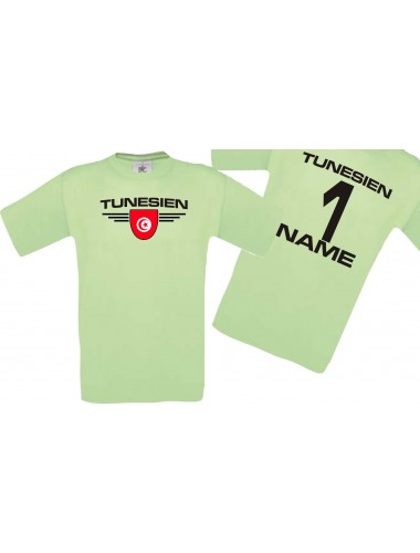 Man T-Shirt Tunesien Wappen mit Wunschnamen und Wunschnummer, Land, Länder, mint, L
