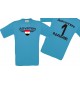Man T-Shirt Ägypten Wappen mit Wunschnamen und Wunschnummer, Land, Länder, türkis, L