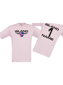 Kinder-Shirt Island, Wappen mit Wunschnamen und Wunschnummer, Land, Länder