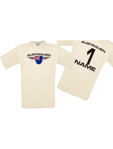 Man T-Shirt Australien Wappen mit Wunschnamen und Wunschnummer, Land, Länder, natur, L
