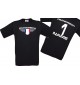 Man T-Shirt Frankreich Wappen mit Wunschnamen und Wunschnummer, Land, Länder, schwarz, L