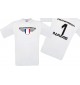Man T-Shirt Frankreich Wappen mit Wunschnamen und Wunschnummer, Land, Länder, weiss, L