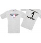 Man T-Shirt Frankreich Wappen mit Wunschnamen und Wunschnummer, Land, Länder, ash, L
