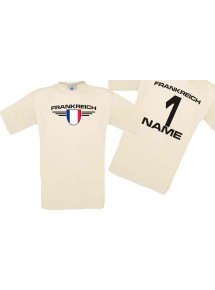 Man T-Shirt Frankreich Wappen mit Wunschnamen und Wunschnummer, Land, Länder, natur, L