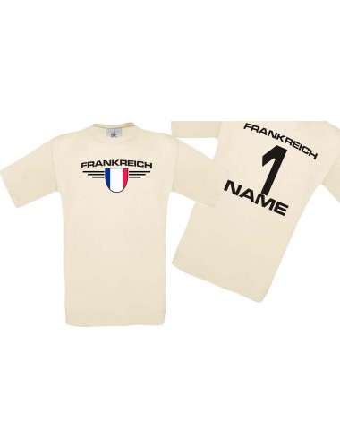 Man T-Shirt Frankreich Wappen mit Wunschnamen und Wunschnummer, Land, Länder, natur, L
