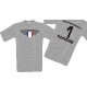 Man T-Shirt Frankreich Wappen mit Wunschnamen und Wunschnummer, Land, Länder, sportsgrey, L