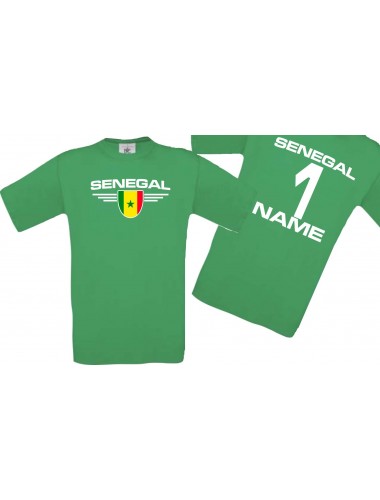 Man T-Shirt Senegal Wappen mit Wunschnamen und Wunschnummer, Land, Länder, kelly, L