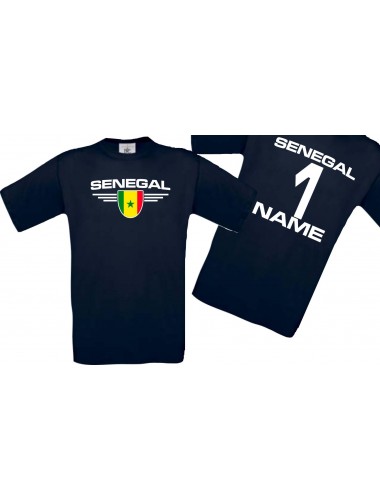 Man T-Shirt Senegal Wappen mit Wunschnamen und Wunschnummer, Land, Länder, navy, L