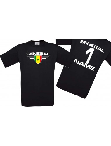 Man T-Shirt Senegal Wappen mit Wunschnamen und Wunschnummer, Land, Länder, schwarz, L