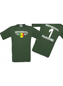 Man T-Shirt Senegal Wappen mit Wunschnamen und Wunschnummer, Land, Länder, gruen, L