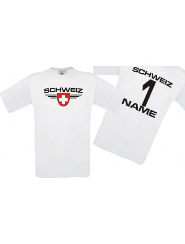 Man T-Shirt Schweiz Ländershirt mit Ihrem Wunschnamen und Ihrer Wunschzahl, Fußball