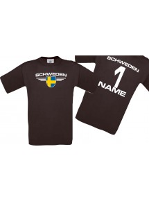 Man T-Shirt Schweden Ländershirt mit Ihrem Wunschnamen und Ihrer Wunschzahl, Fußball