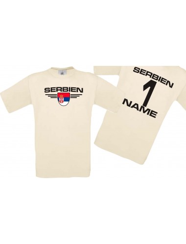 Man T-Shirt Serbien Wappen mit Wunschnamen und Wunschnummer, Land, Länder, natur, L
