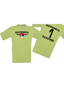 Man T-Shirt Serbien Wappen mit Wunschnamen und Wunschnummer, Land, Länder, pistas, L