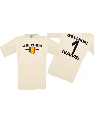 Man T-Shirt Belgien Wappen mit Wunschnamen und Wunschnummer, Land, Länder, natur, L