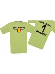 Man T-Shirt Belgien Wappen mit Wunschnamen und Wunschnummer, Land, Länder, pistas, L