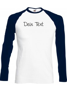 Baselongshirt individuell mit Ihrem Wunschtext versehen kult, weissblau, L