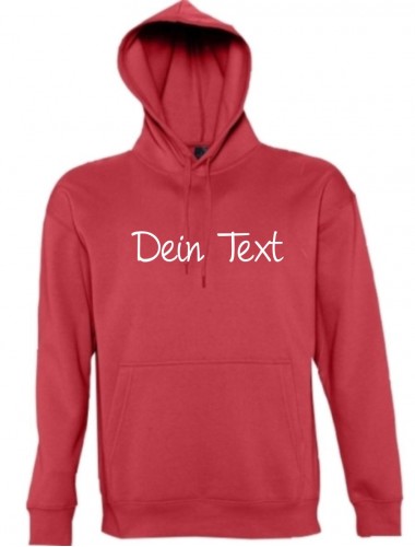 Kapuzen Sweatshirt individuell mit Ihrem Wunschtext versehen kult, rot, L