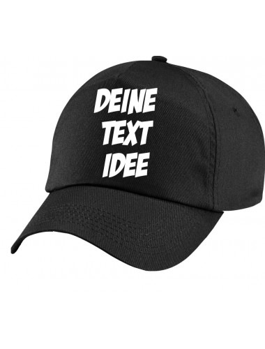 Cap, Mütze, Basecap, mit Wunschtext bedruckt, schwarz