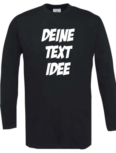 Langarm Shirt mit Wunsch Motive bedruckt, schwarz, L