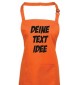 Back Koch Schürze, mit deinem Wunsch Text, Logo oder Motive bedruckt, orange