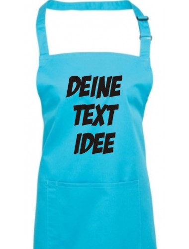 Back Koch Schürze, mit deinem Wunsch Text, Logo oder Motive bedruckt, turquoise