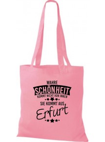 Stoffbeutel Wahre Schönheit kommt aus Erfurt, rosa